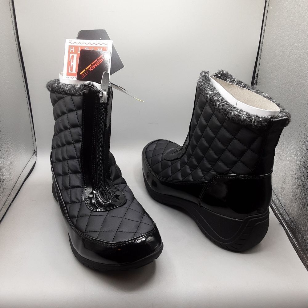 New Khombu Megan Women's Black Winter Boots 8.5W